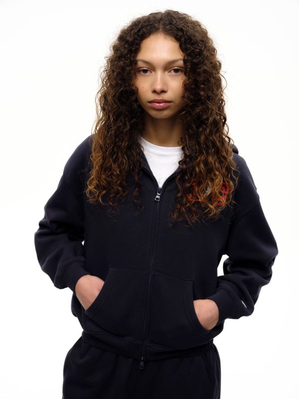 Womens Cone Cropped Zip Through Hood - Image 3