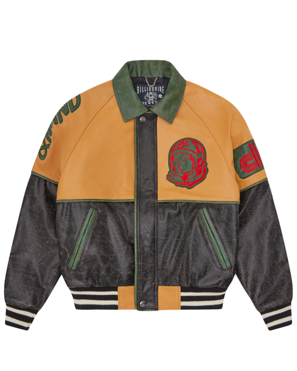 Club Cracked Leather Varsity Jacket