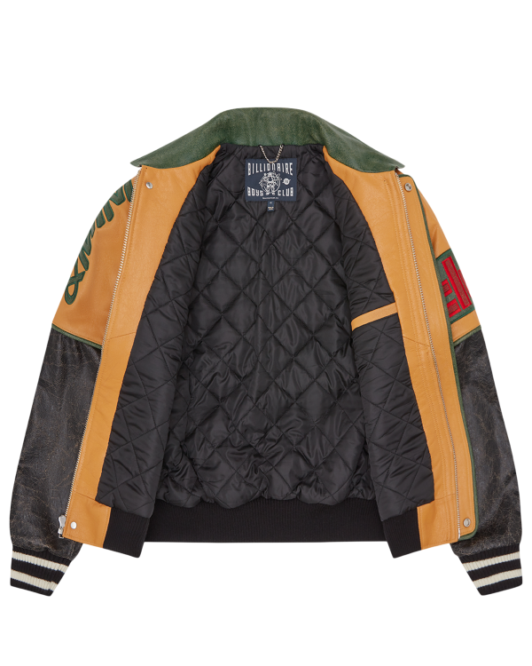 Club Cracked Leather Varsity Jacket - Image 5