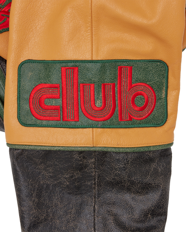 Club Cracked Leather Varsity Jacket - Image 7
