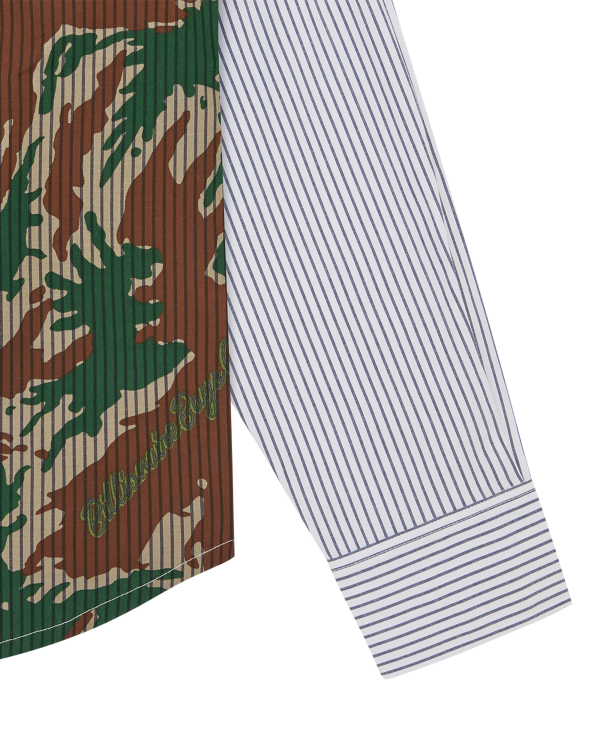 Burst Camo Half Print Poplin Stripe Shirt - Image 5