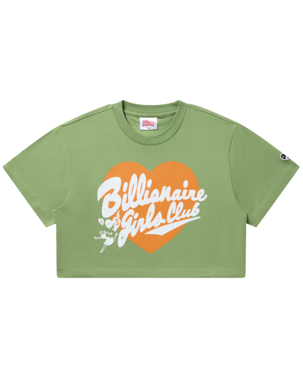 Womens Script Heart Cropped Tee