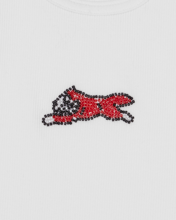 Womens Beaded Running Dog Ribbed Vest Top - Image 3